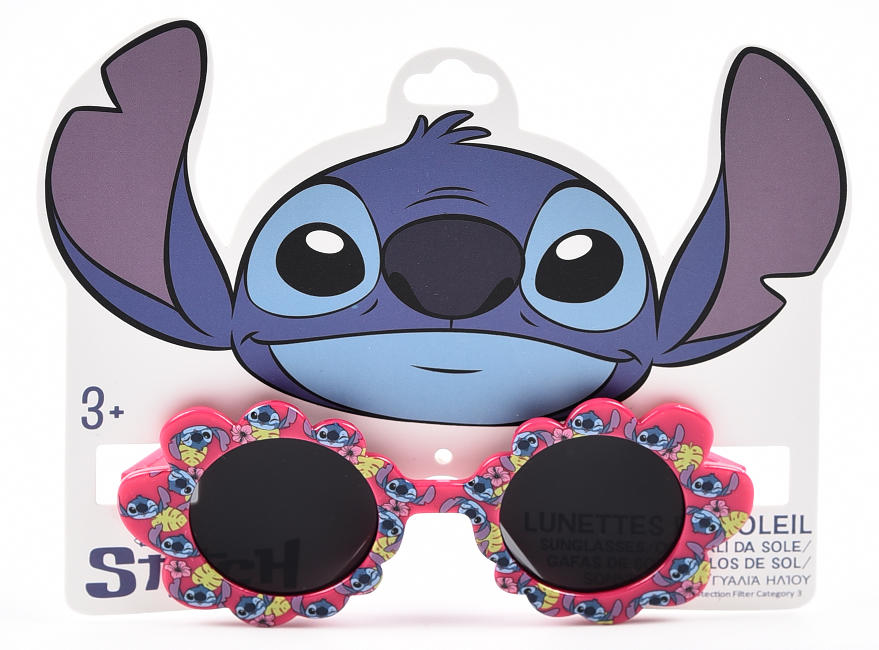 Occhiali da Sole Stitch DISNEY Bambina Uv400 Filtro 3 Montatura Fiore in Policarbonato - Ez25003