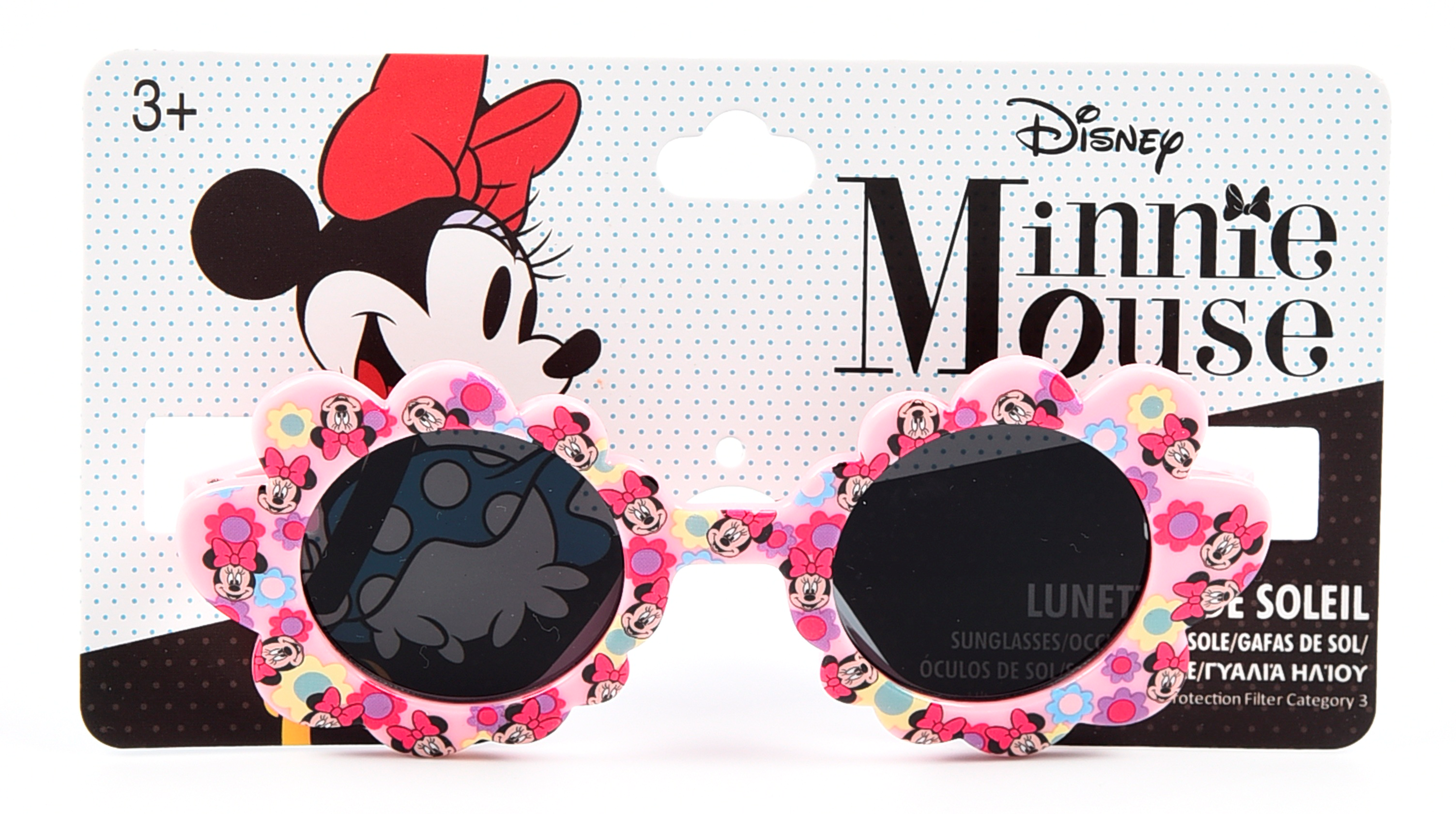 Occhiali da Sole Minnie DISNEY Bambina Uv400 Filtro 3 Montatura Fiore in Policarbonato - Ez25022