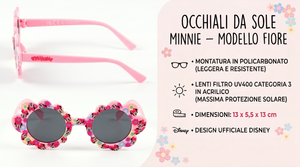 Occhiali da Sole Minnie DISNEY Bambina Uv400 Filtro 3 Montatura Fiore in Policarbonato - Ez25022