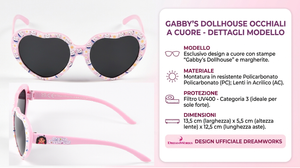 Occhiali da Sole Gabby's Dollhouse Bambina Uv400 Filtro 3 Montatura Cuore in Policarbonato - Ez25000