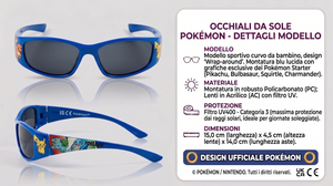 Occhiali da Sole Pokémon Pikachu Bambino Filtro Uv400 Montatura in Policarbonato -  Ez25016