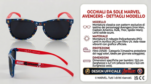 Occhiali da Sole Avengers MARVEL Bambino Filtro Uv400 Montatura in Policarbonato -  Ez25018