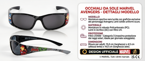 Occhiali da Sole MARVEL Avengers Bambino Filtro Uv400 Montatura in Policarbonato -  Ez25005