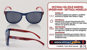 Occhiali da Sole MARVEL Spiderman Bambino Filtro Uv400 Montatura in Policarbonato -  Ez25008