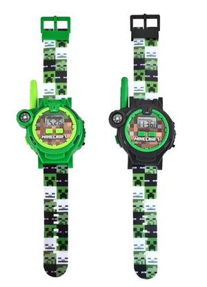 Orologio Walkie Talkie Minecraft 2 Pezzi Multifunzione Radiotrasmittenti Torcia Bussola- Min40098