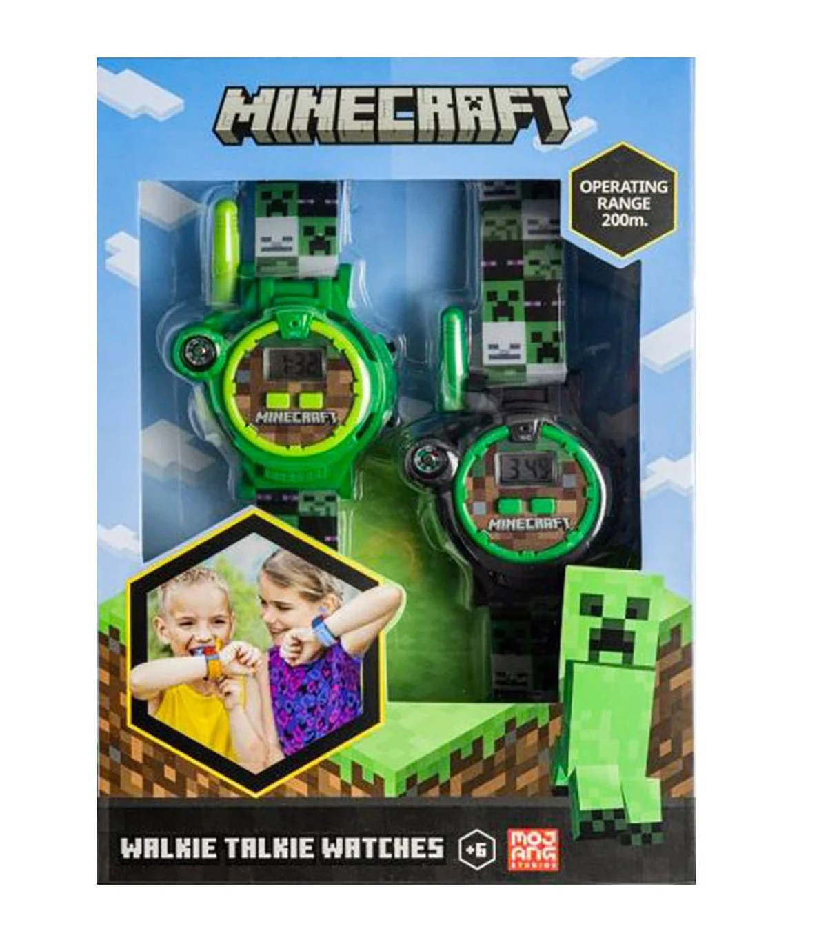 Orologio Walkie Talkie Minecraft 2 Pezzi Multifunzione Radiotrasmittenti Torcia Bussola- Min40098