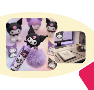 Penna Kuromi Sanrio con Ciondolo Pom Pon 18 Cm- Ku00006