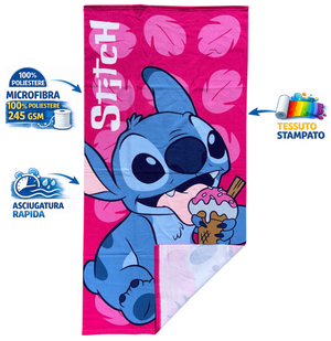 Telo Mare Stitch DISNEY Asciugamano per Bambini in Microfibra CM 140x70 - Je13118ad