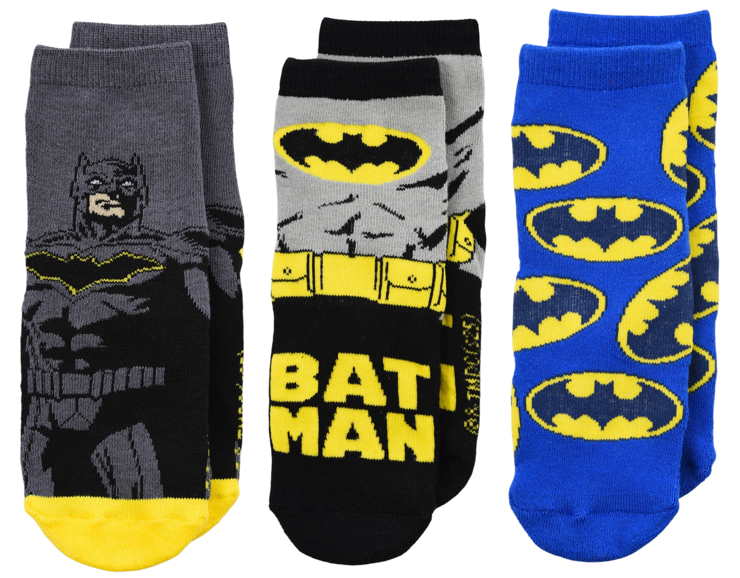 Calzini Antiscivolo Batman in Misto Cotone 3 Paia Assortiti Bambini 23/34 - Hy06052