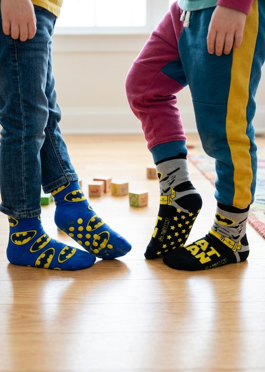 Calzini Antiscivolo Batman in Misto Cotone 3 Paia Assortiti Bambini 23/34 - Hy06052