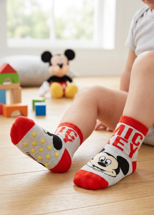 Calzini Antiscivolo Topolino DISNEY in Misto Cotone 3 Paia Assortiti Bambini 23/34 - Hy06061