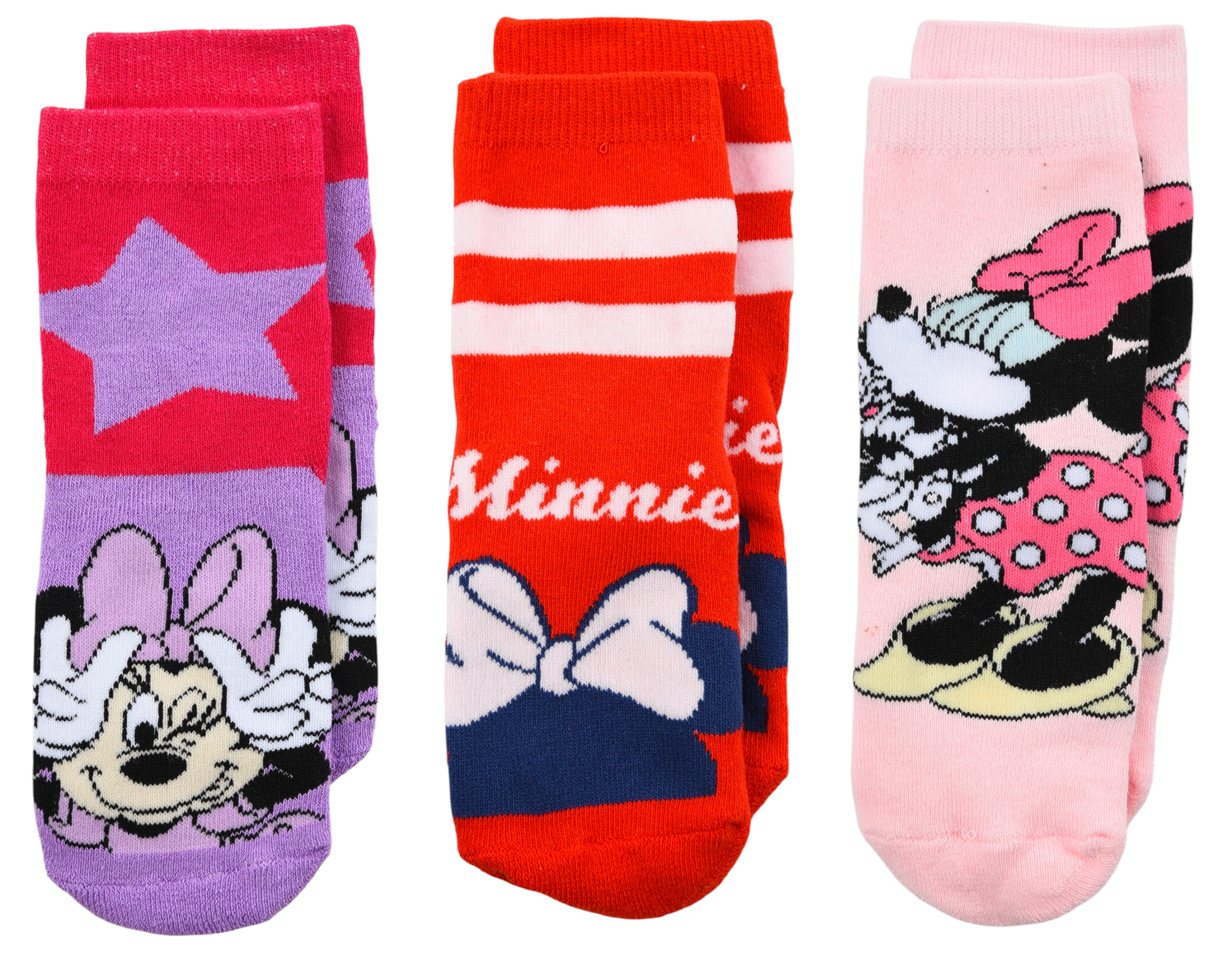 Calzini Antiscivolo Minnie DISNEY in Misto Cotone 3 Paia Assortiti Bambine 23/34 - Hy06063