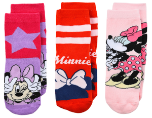 Calzini Antiscivolo Minnie DISNEY in Misto Cotone 3 Paia Assortiti Bambine 23/34 - Hy06063