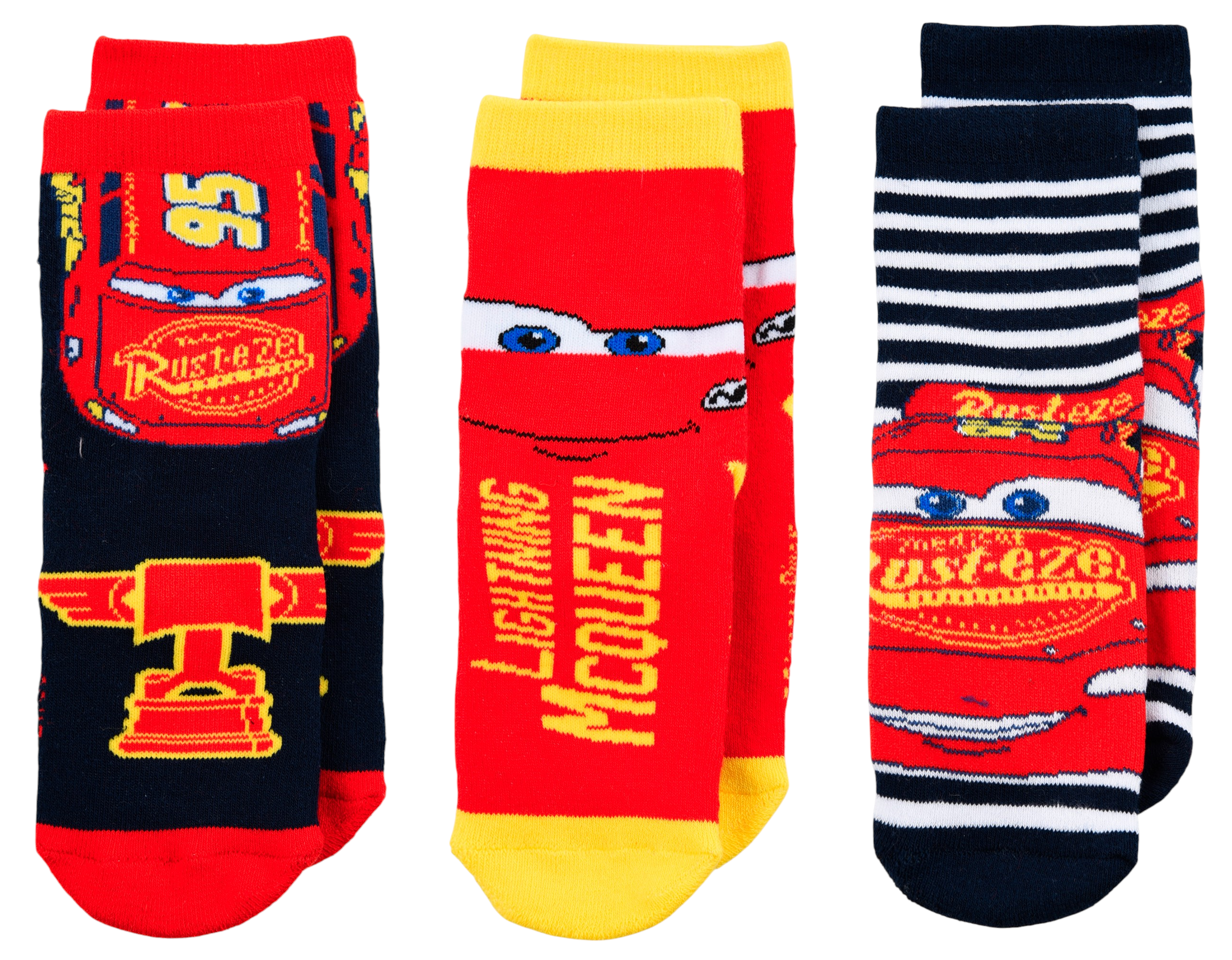 Calzini Antiscivolo Cars DISNEY in Misto Cotone 3 Paia Assortiti Bambini 23/34 - Hy06071