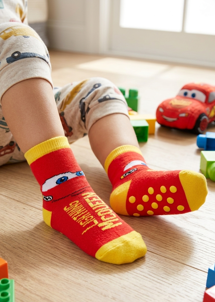 Calzini Antiscivolo Cars DISNEY in Misto Cotone 3 Paia Assortiti Bambini 23/34 - Hy06071