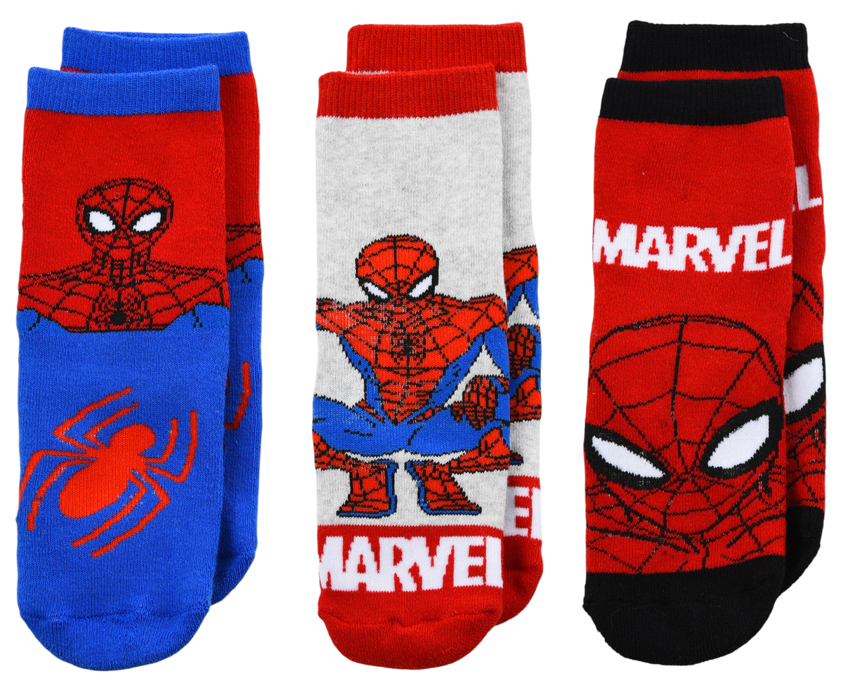 Calzini Antiscivolo Spiderman MARVEL in Misto Cotone 3 Paia Assortiti Bambini 23/34 - Hy06065