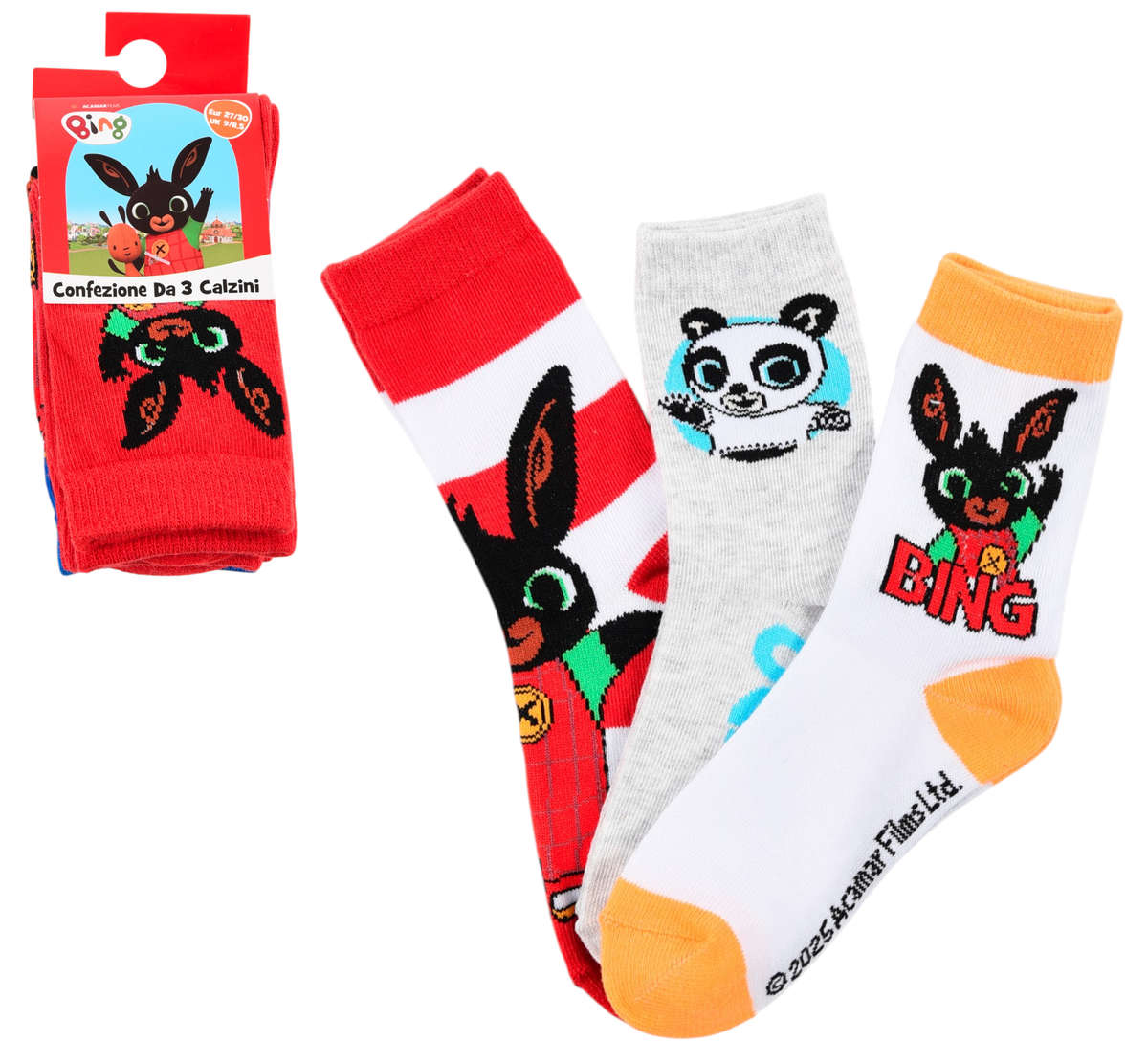 Calzini Bing e Pando in Misto Cotone 3 Paia Assortiti Bambini 19/30 - Hy06049/2