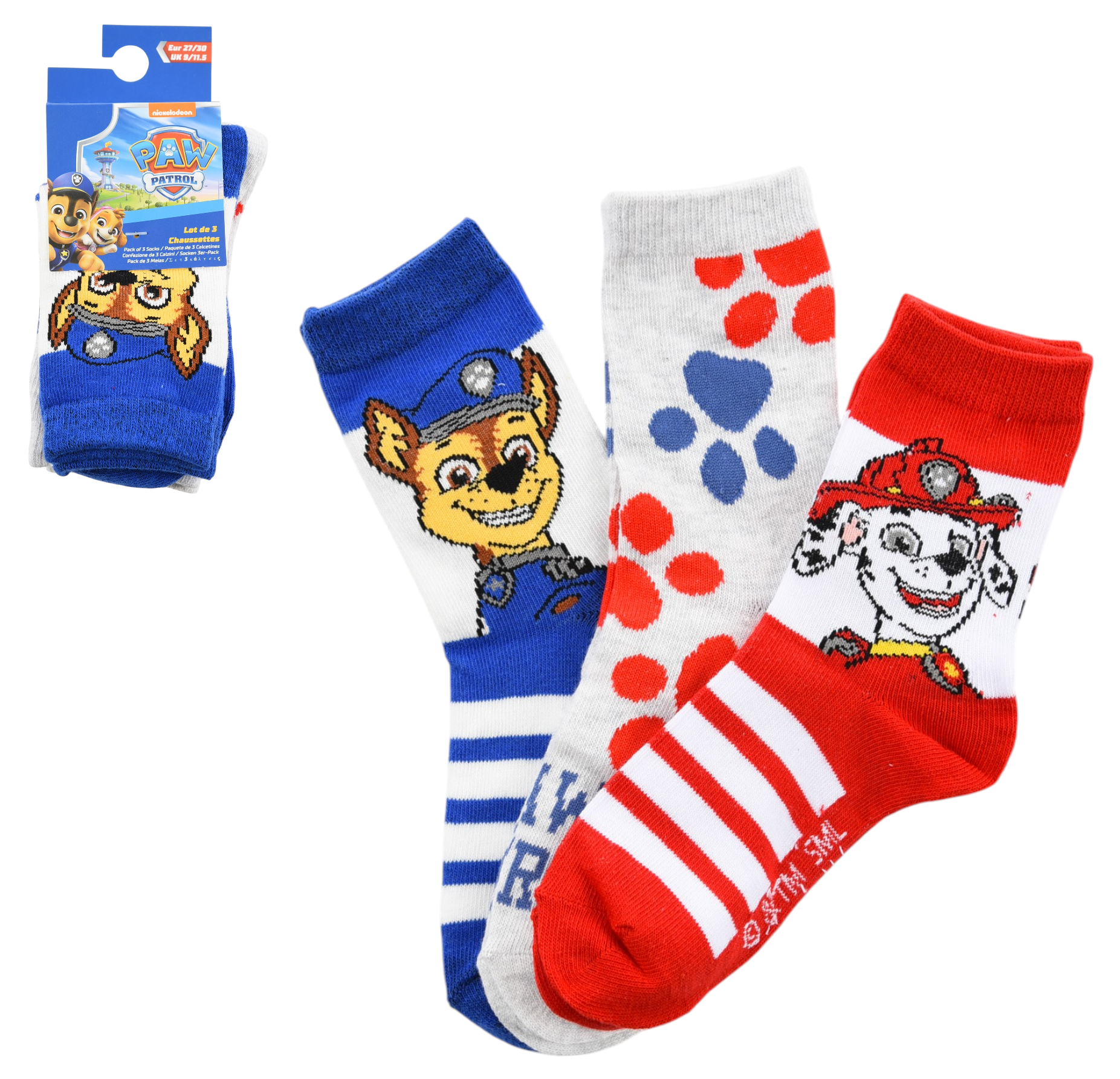 Calzini Paw Patrol in Misto Cotone 3 Paia Assortiti Bambini 23/34 - Hy06041/1
