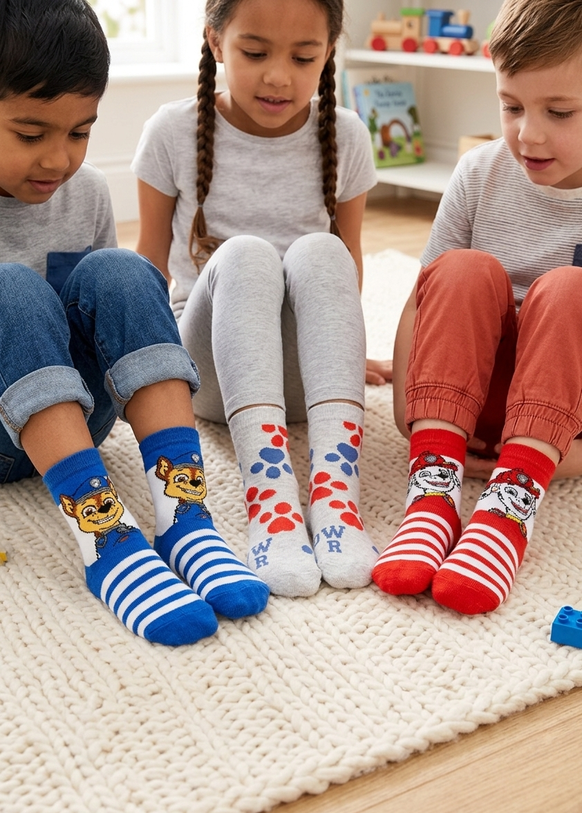 Calzini Paw Patrol in Misto Cotone 3 Paia Assortiti Bambini 23/34 - Hy06041/1