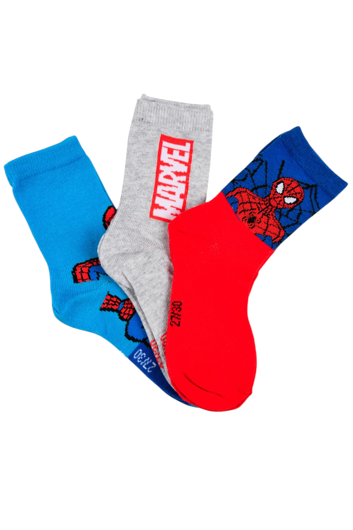 Calzini Spiderman MARVEL in Misto Cotone 3 Paia Assortiti Bambini 23/34 - Hy06039/1