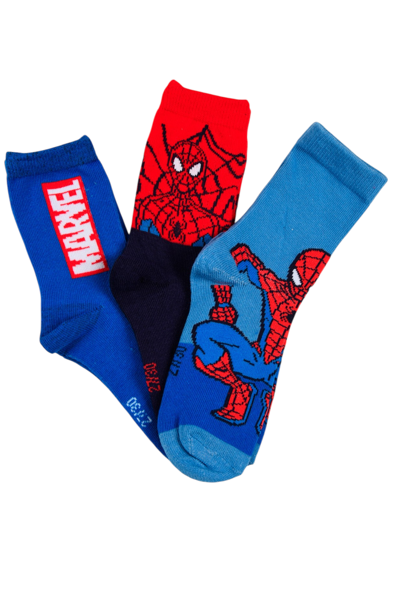 Calzini Spiderman MARVEL in Misto Cotone 3 Paia Assortiti Bambini 23/34 - Hy06039/2