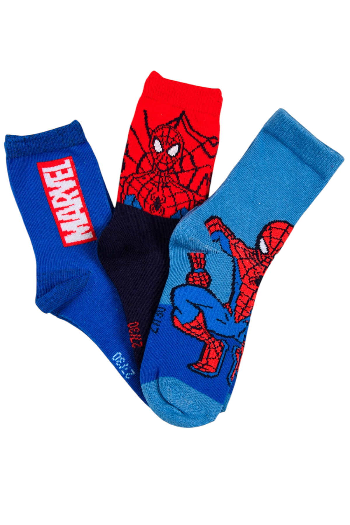 Calzini Spiderman MARVEL in Misto Cotone 3 Paia Assortiti Bambini 23/34 - Hy06039/2