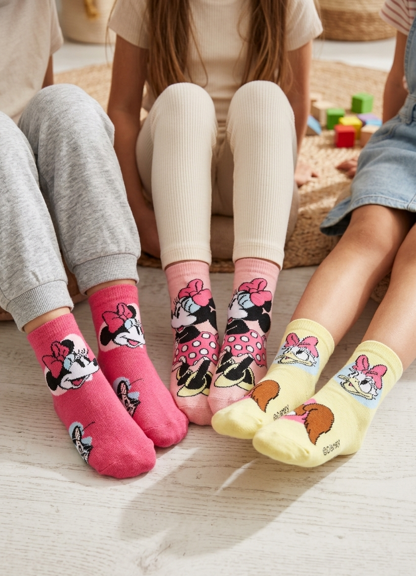 Calzini Minnie Paperina DISNEY in Misto Cotone 3 Paia Assortiti Bambine 23/34 - Hy06036/1