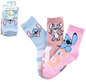 Calzini Stitch Angel DISNEY in Misto Cotone 3 Paia Assortiti Bambini 23/34 - Hy06033/1
