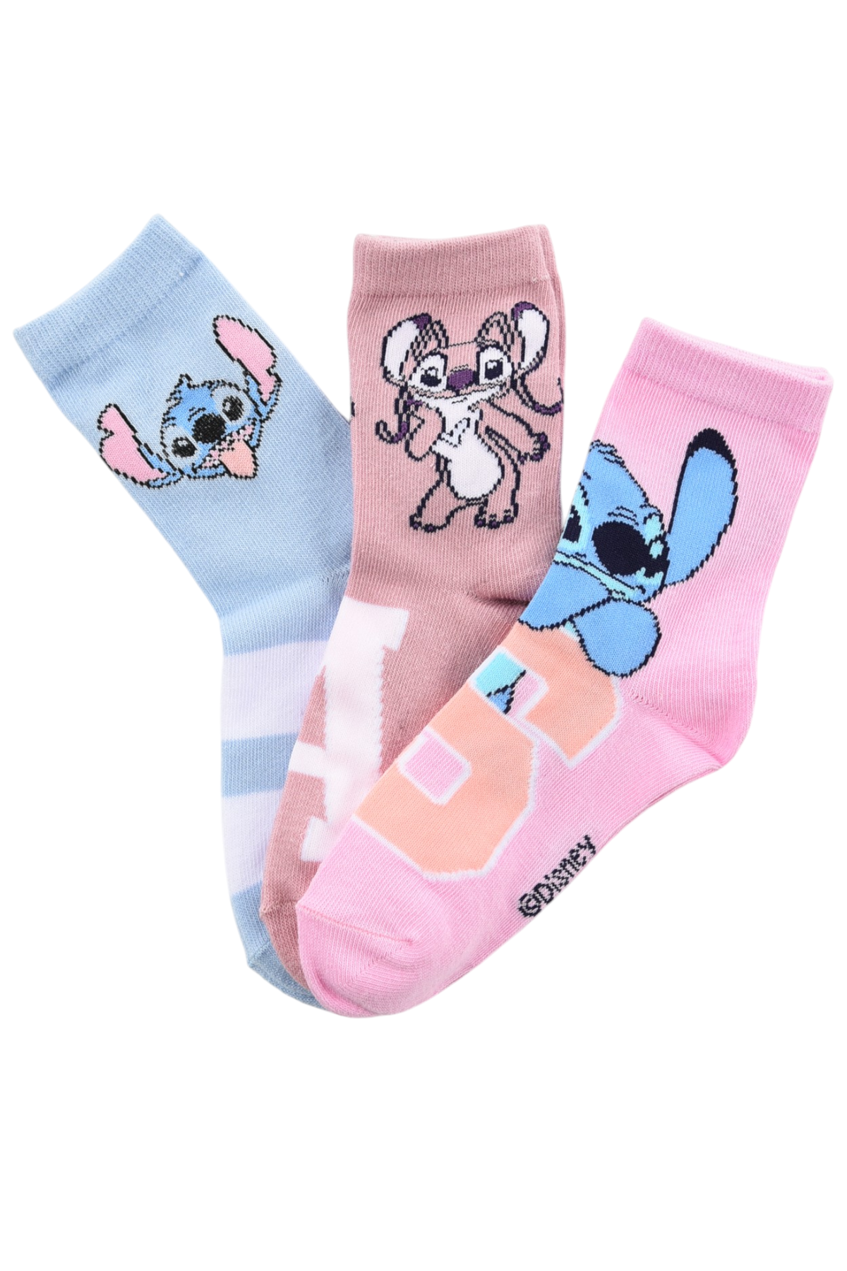 Calzini Stitch Angel DISNEY in Misto Cotone 3 Paia Assortiti Bambini 23/34 - Hy06033/1