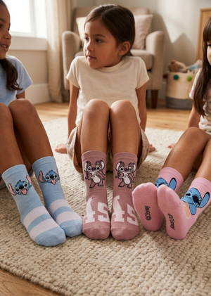 Calzini Stitch Angel DISNEY in Misto Cotone 3 Paia Assortiti Bambini 23/34 - Hy06033/1