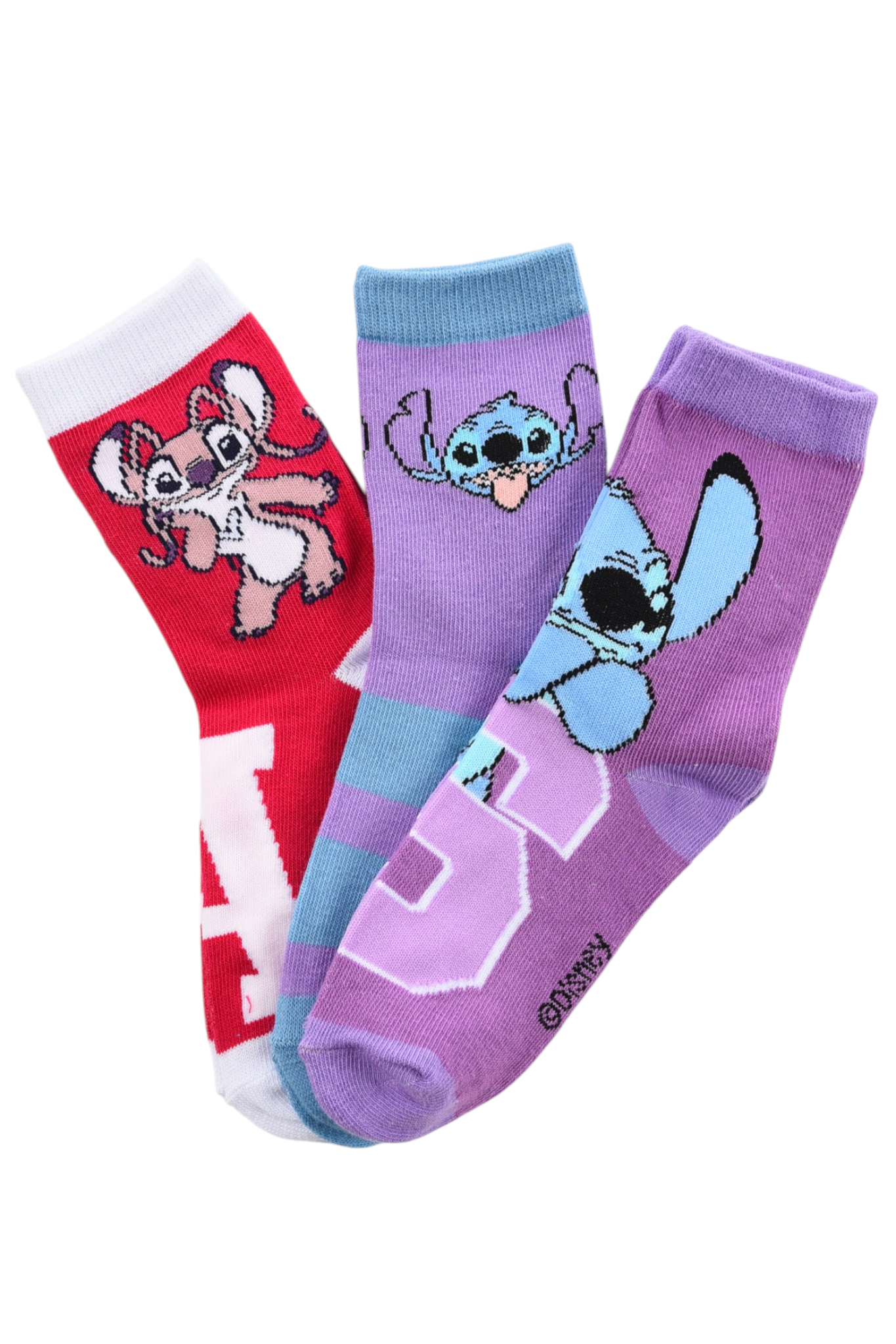 Calzini Angel Stitch DISNEY in Misto Cotone 3 Paia Assortiti Bambini 23/34 - Hy06033/2