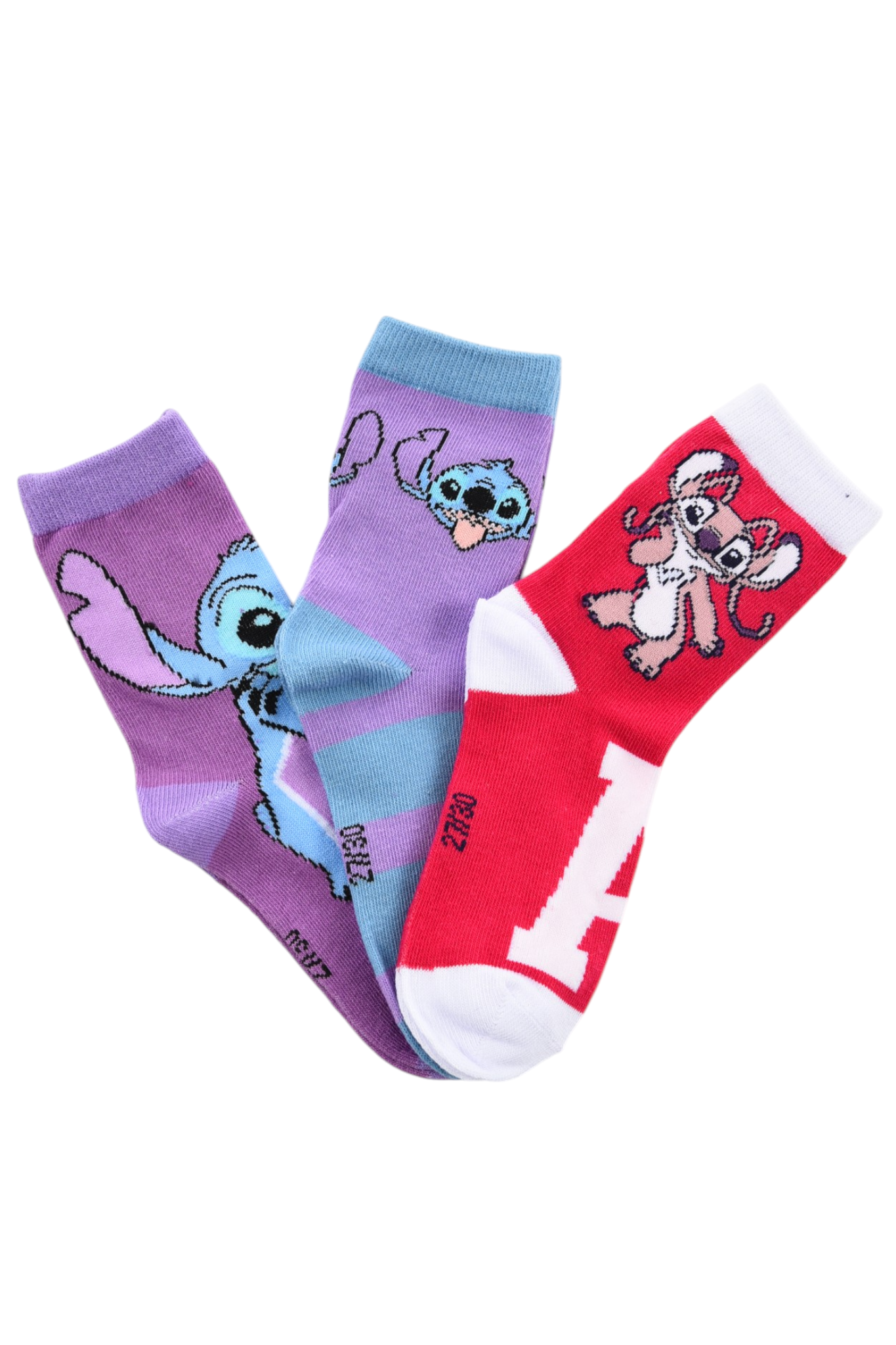 Calzini Angel Stitch DISNEY in Misto Cotone 3 Paia Assortiti Bambini 23/34 - Hy06033/2