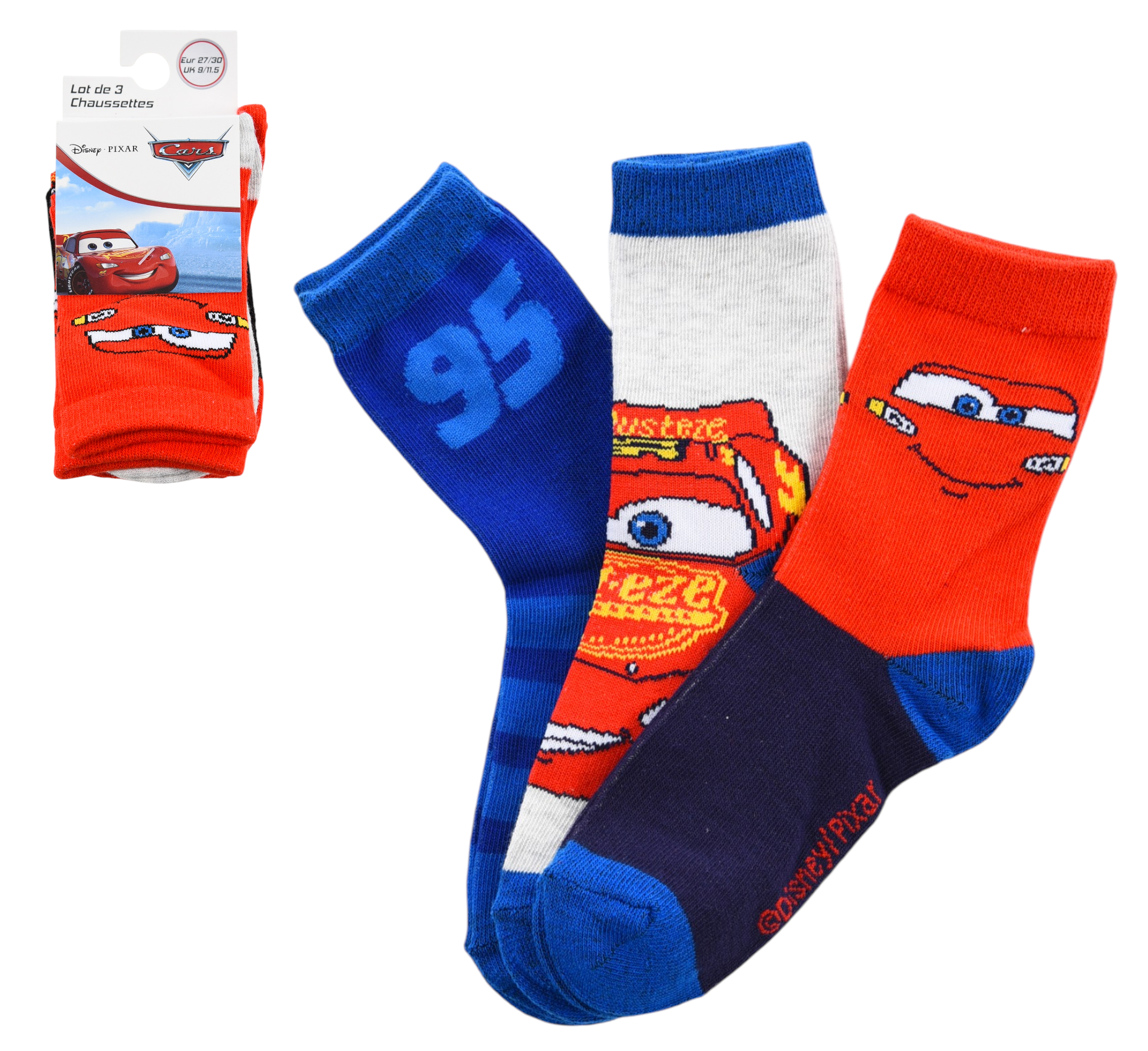 Calzini Cars DISNEY in Misto Cotone 3 Paia Assortiti Bambini 23/34 - Hy06045/2