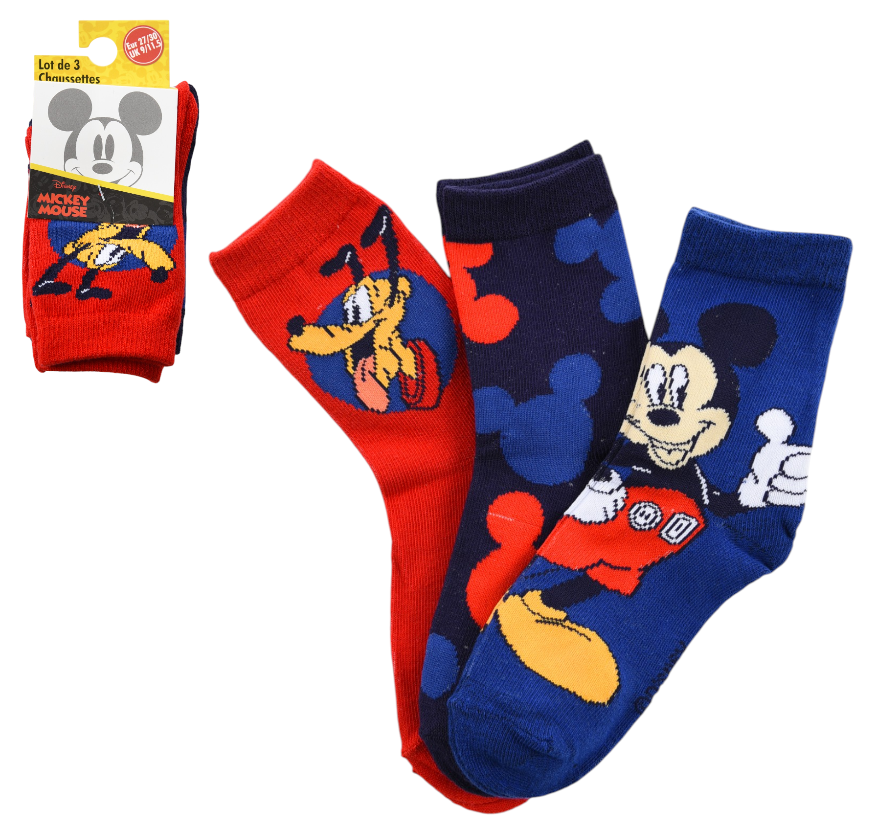 Calzini Topolino Pluto DISNEY in Misto Cotone 3 Paia Assortiti Bambini 23/34 - Hy06034/1