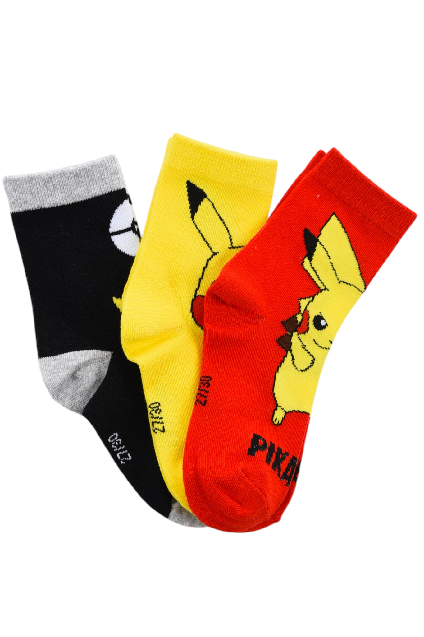 Calzini Pikachu Pokémon in Misto Cotone 3 Paia Assortiti Bambini 23/34 - Hy06025/1