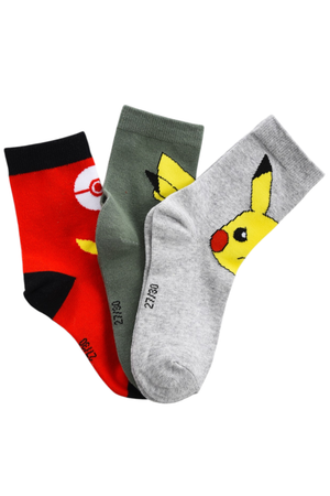 Calzini Pokémon Pikachu in Misto Cotone 3 Paia Assortiti Bambini 23/34 - Hy06025/2