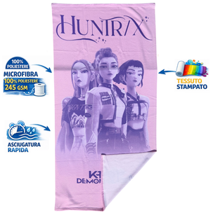 Telo Mare K-Pop Demon Hunters Huntrix Asciugamano per Bambini in Microfibra CM 140x70 - Kdh2383