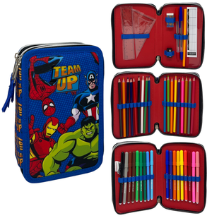 Astuccio Scuola Avengers MARVEL Multiscomparto 3 Zip Portacolori Giotto - 5555
