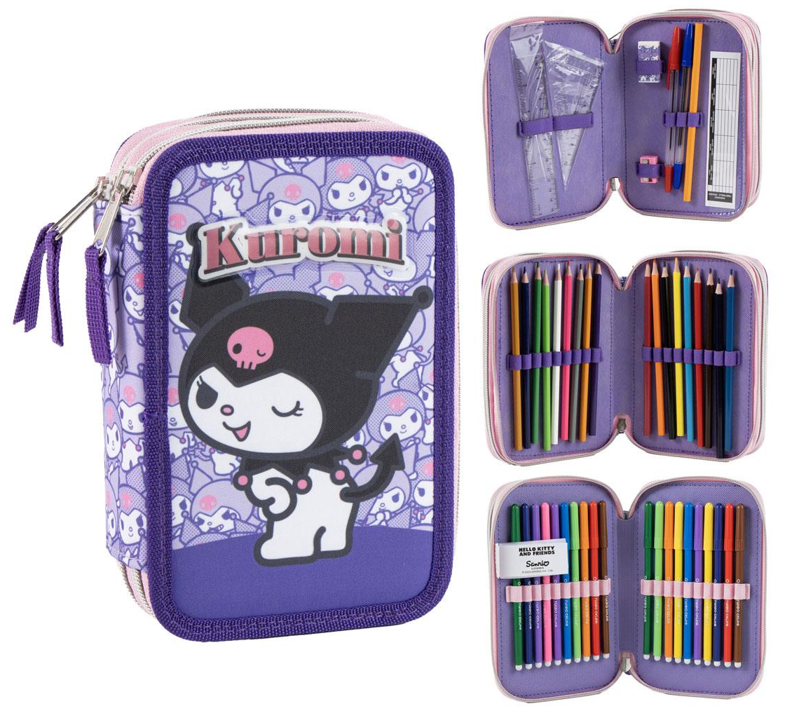 Astuccio Scuola Kuromi Sanrio Multiscomparto 3 Zip Portacolori Giotto - 5557