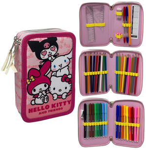 Astuccio Scuola Hello Kitty and Friends Sanrio Multiscomparto 3 Zip Portacolori Giotto - 5558