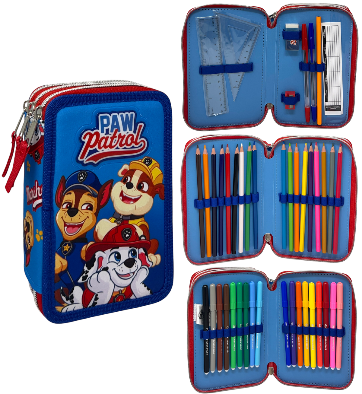 Astuccio Scuola Paw Patrol Multiscomparto 3 Zip Portacolori Giotto - 5560