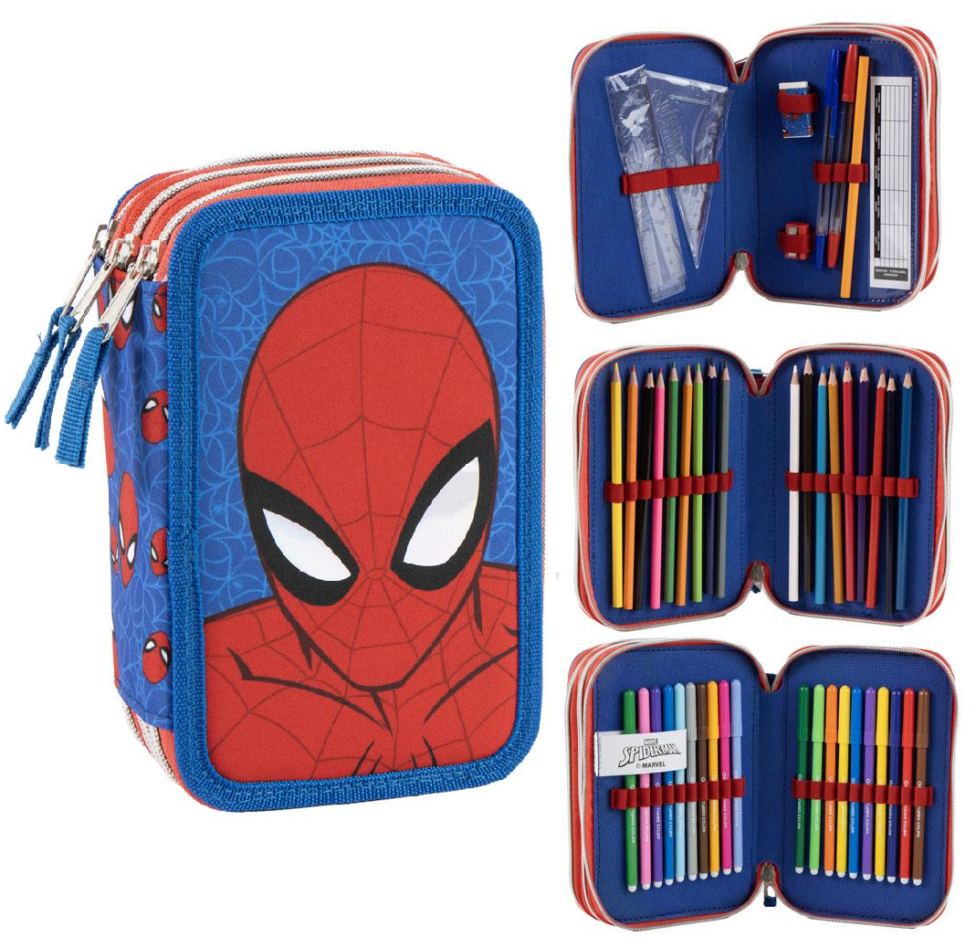 Astuccio Scuola Spiderman MARVEL Multiscomparto 3 Zip Portacolori Giotto - 5562