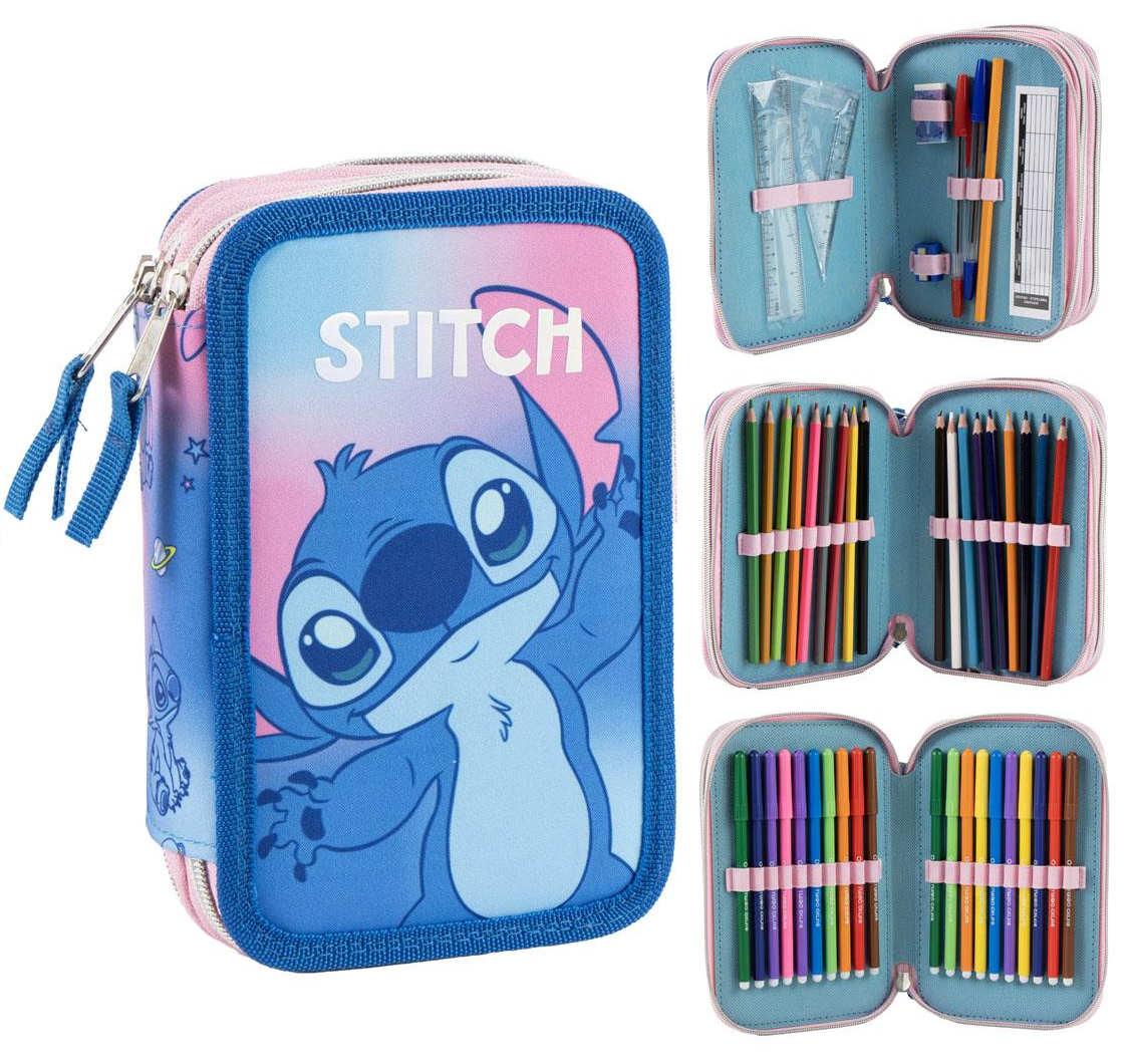 Astuccio Scuola Stitch DISNEY Multiscomparto 3 Zip Portacolori Giotto - 5563