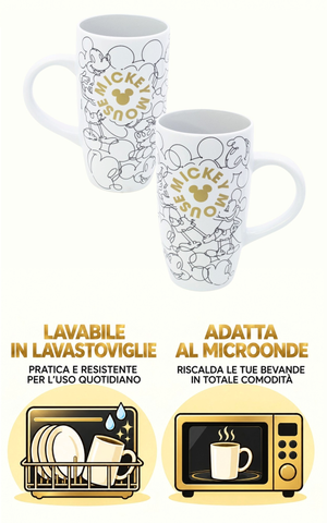 Tazza da Latte Mickey Mouse Topolino DISNEY in Ceramica Modello Mug Alta 680 Ml - 86146