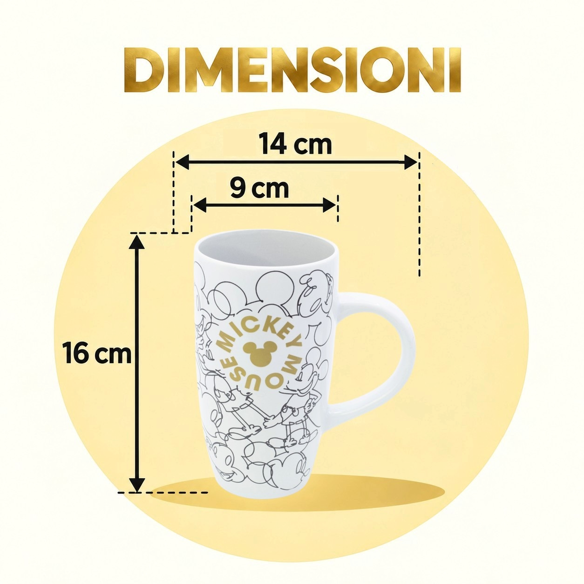 Tazza da Latte Mickey Mouse Topolino DISNEY in Ceramica Modello Mug Alta 680 Ml - 86146