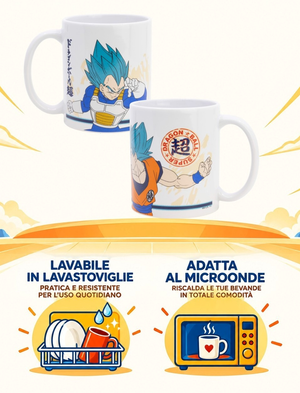 Tazza in Ceramica Dragon Ball Super Goku Vegeta Modello Mug 325 Ml in Confezione - 86207