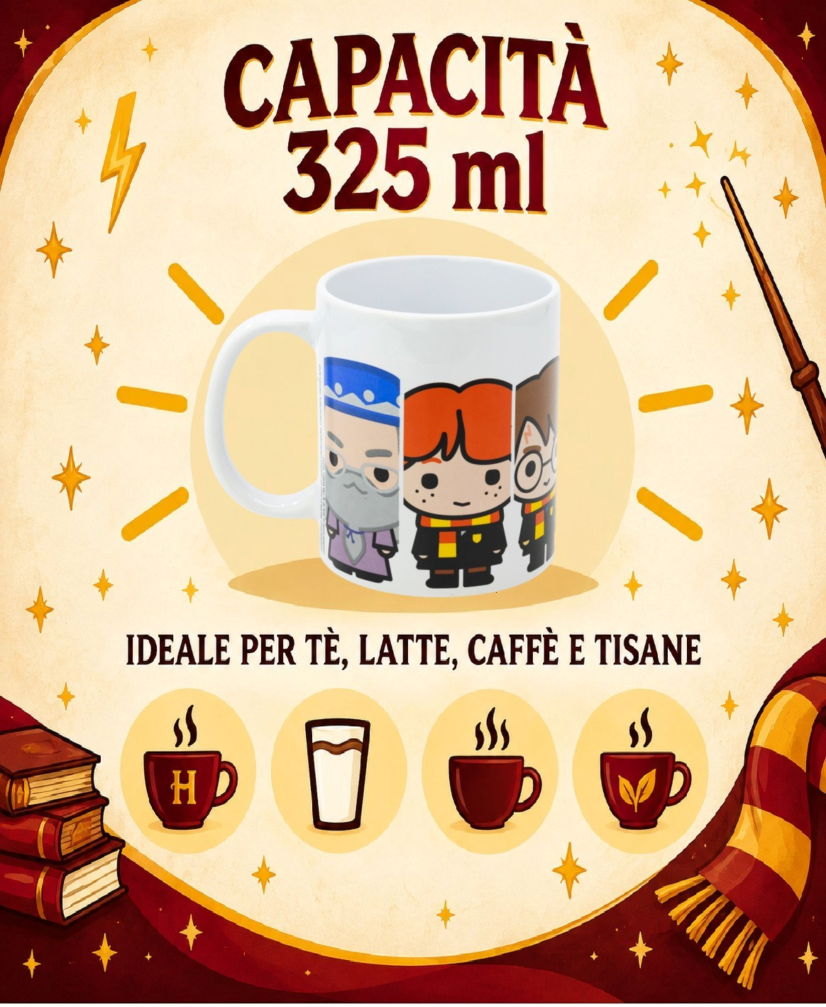 Tazza in Ceramica Harry Potter Chibi Modello Mug 325 Ml in Confezione - 86035