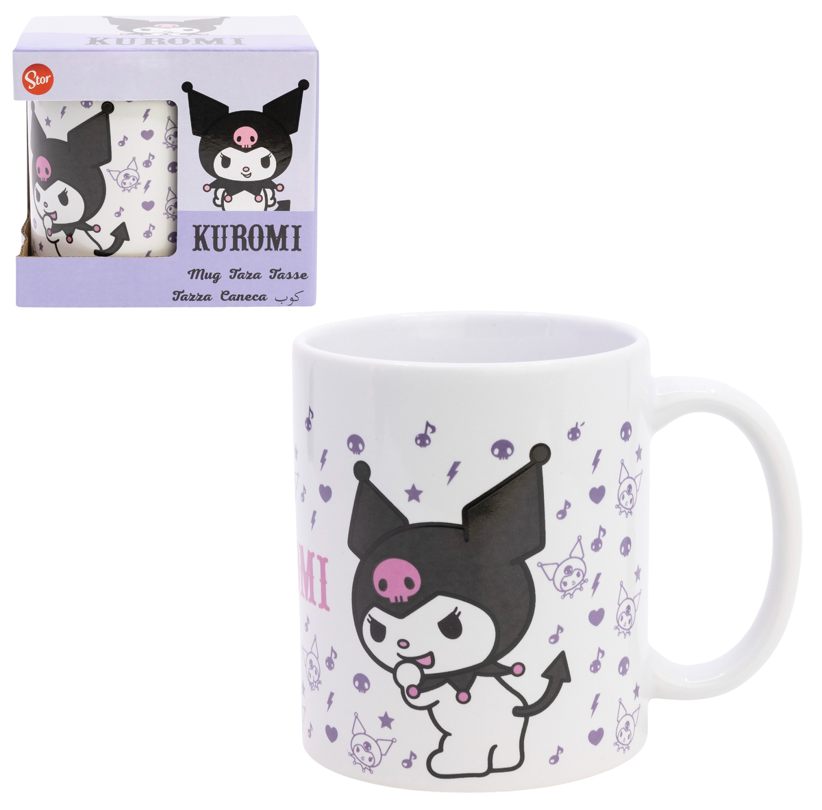 Tazza in Ceramica Kuromi Sanrio Modello Mug 325 Ml in Confezione - 86036