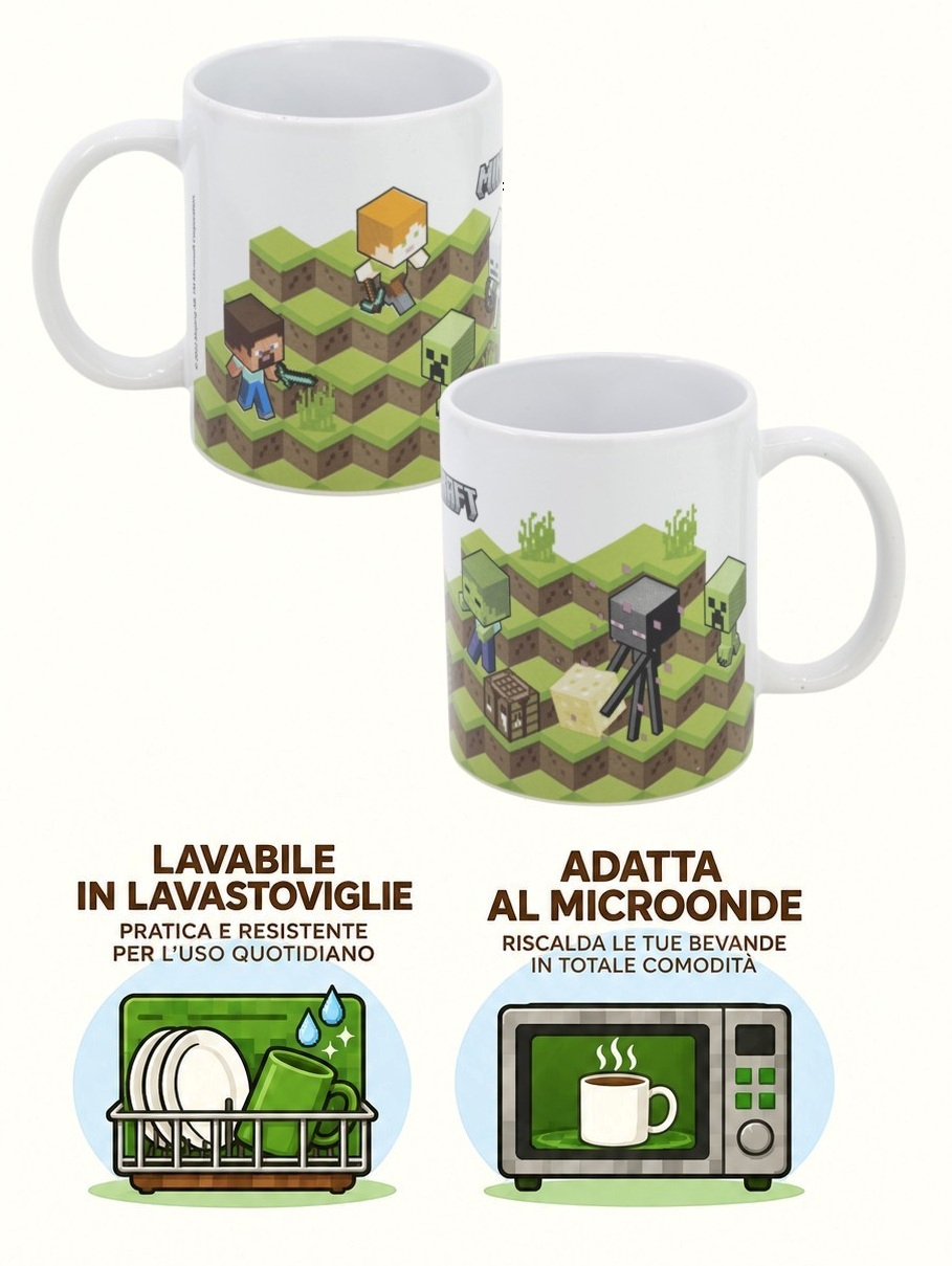 Tazza in Ceramica Minecraft Modello Mug 325 Ml in Confezione - 86004