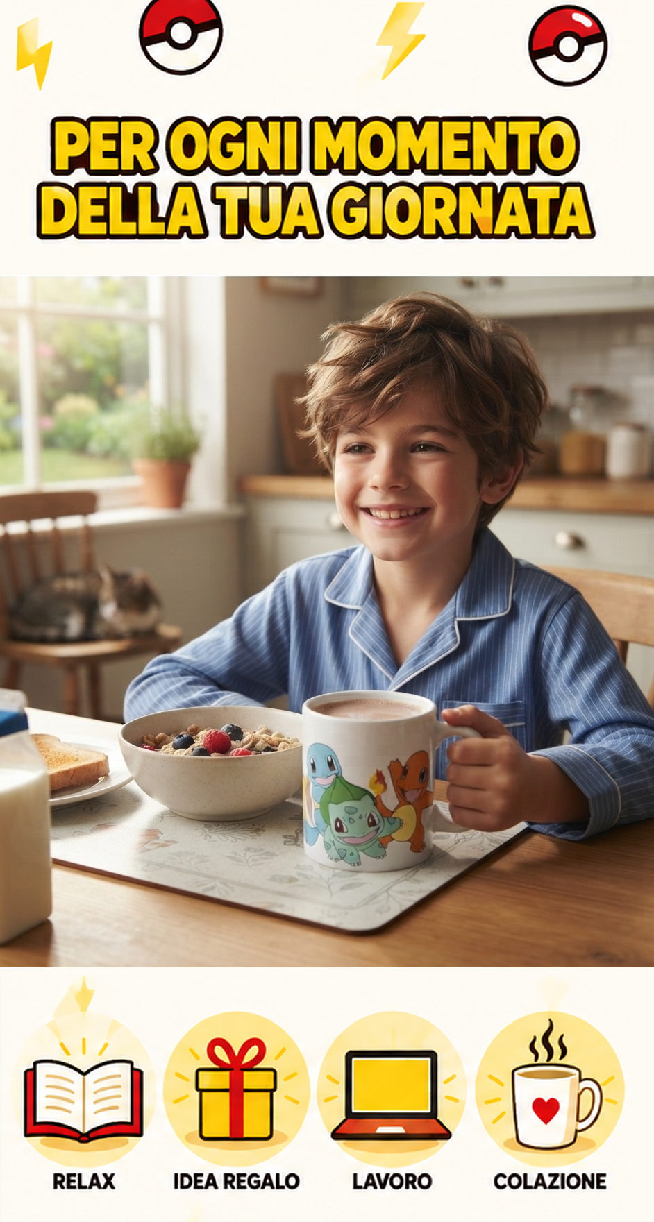 Tazza in Ceramica Pokémon Starter Pikachu Modello Mug 325 Ml in Confezione - 85995